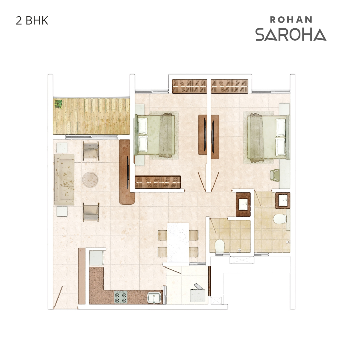 Rohan Saroha - The Perfect blend of Nature & Luxury! rohan saroha 2bhk floorplan d.webp
