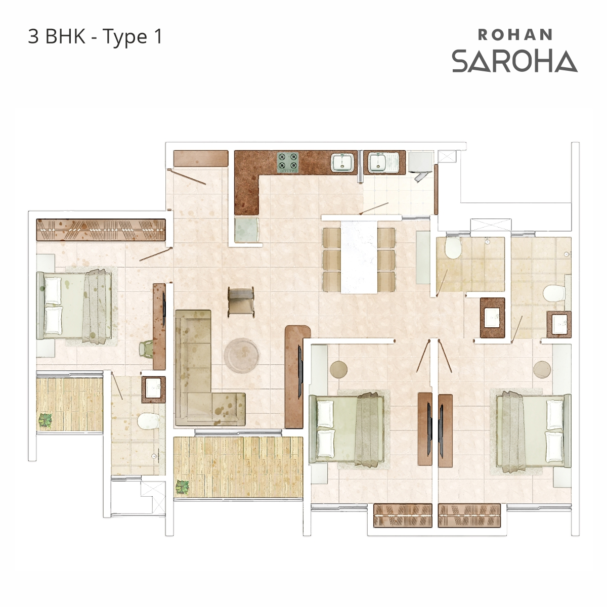 Rohan Saroha - The Perfect blend of Nature & Luxury! rohan saroha 3bhk t1 floorplan d.webp